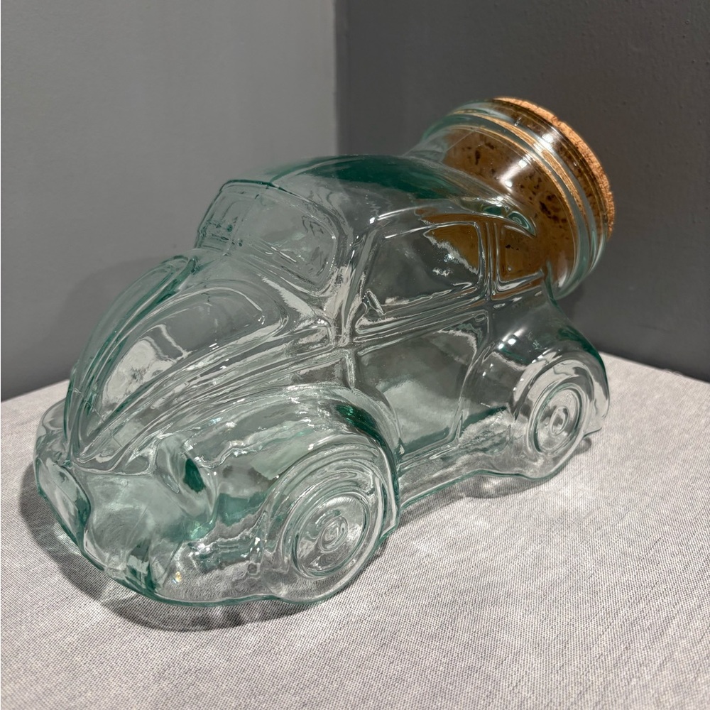 Vintage VW Beetle Glass Jar with Cork Lid